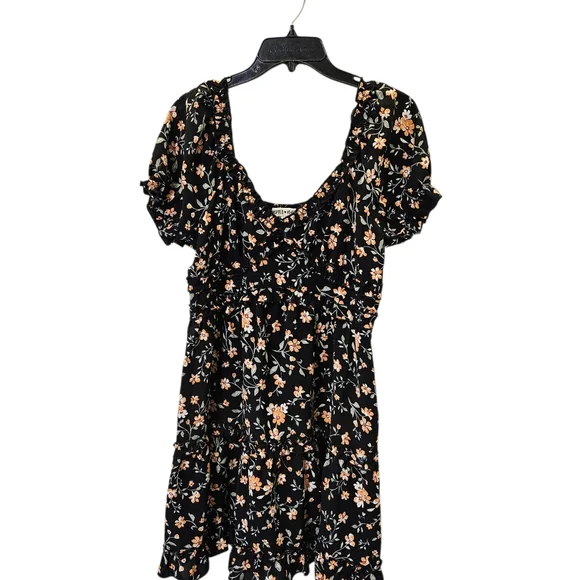 Inspired Hearts Floral Black Dress with Short Sleeves Size Xl - Picture 4 of 13